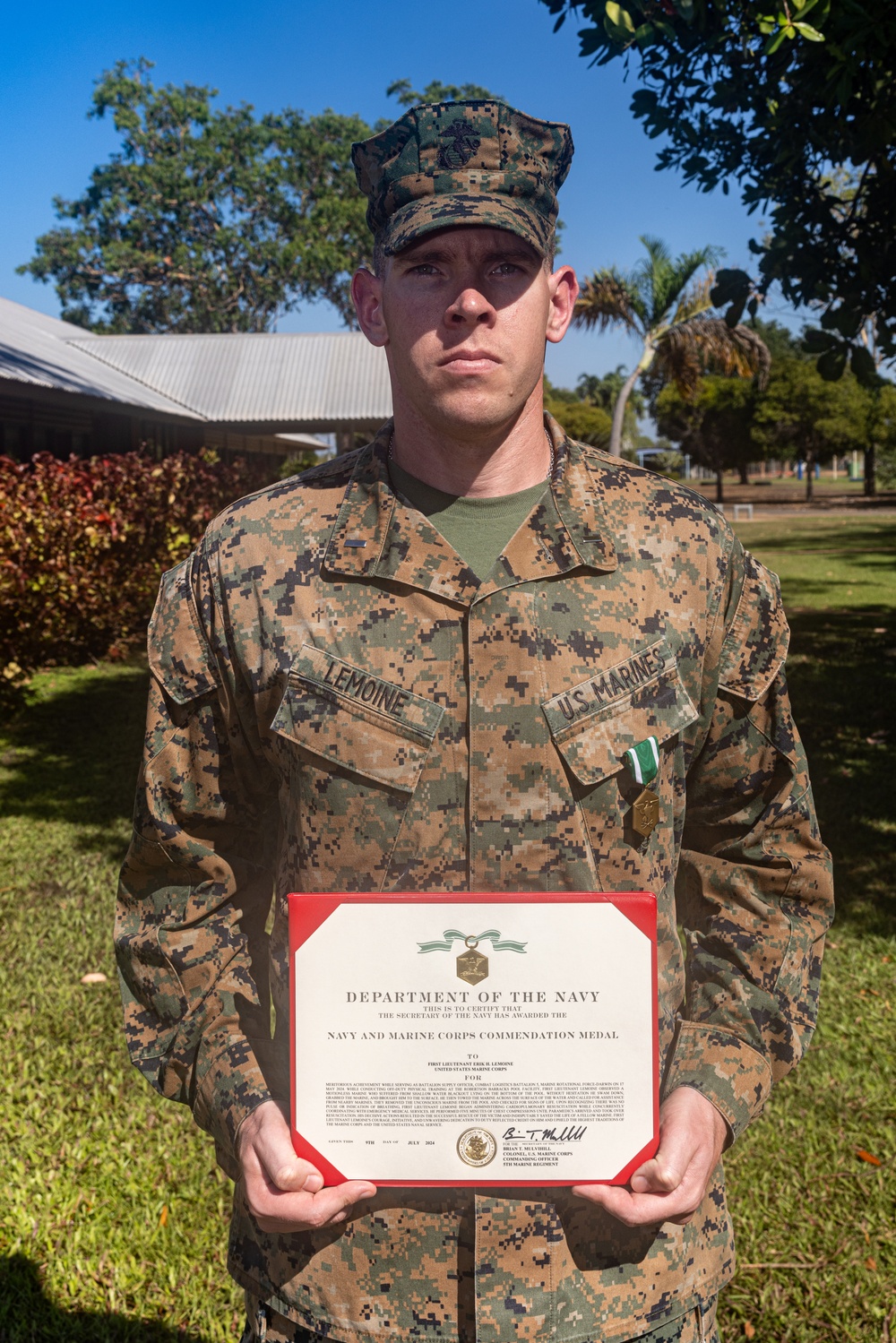 MRF-D 24.3 Marine awarded for live-saving actions during training in Darwin, Australia