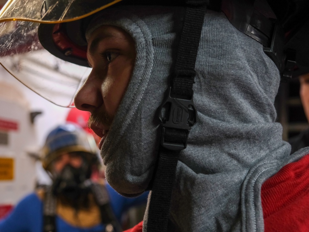 Coast Guard Cutter Northland crew members conduct drills while at sea