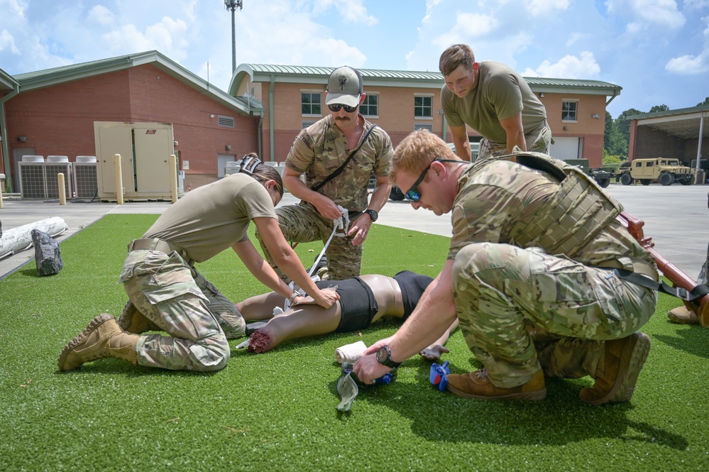 Airmen from the 165th Airlift Wing participate in Tactical Combat Casualty Care training