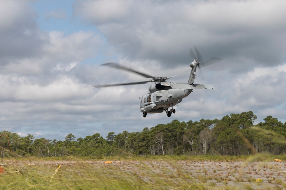 U.S. Marines with MWSS-271 operate a forward arming and refueling point during Fleet Battle Problem 2024