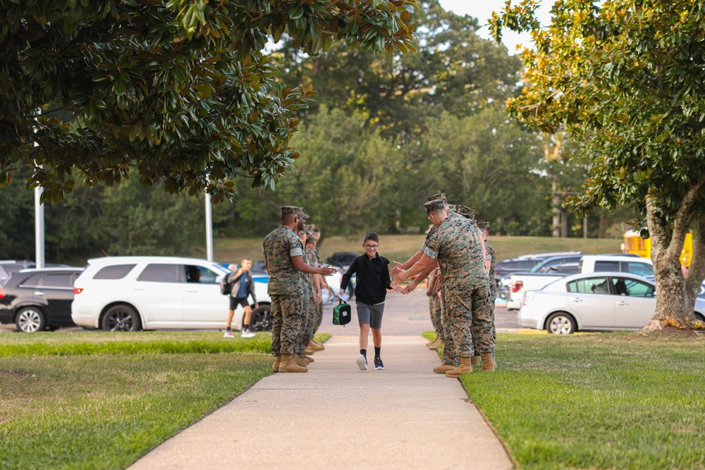 U.S. Marines welcome students back to school