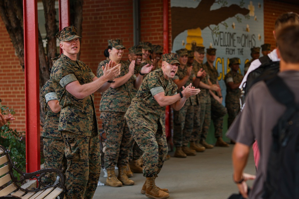 U.S. Marines welcome students back to school