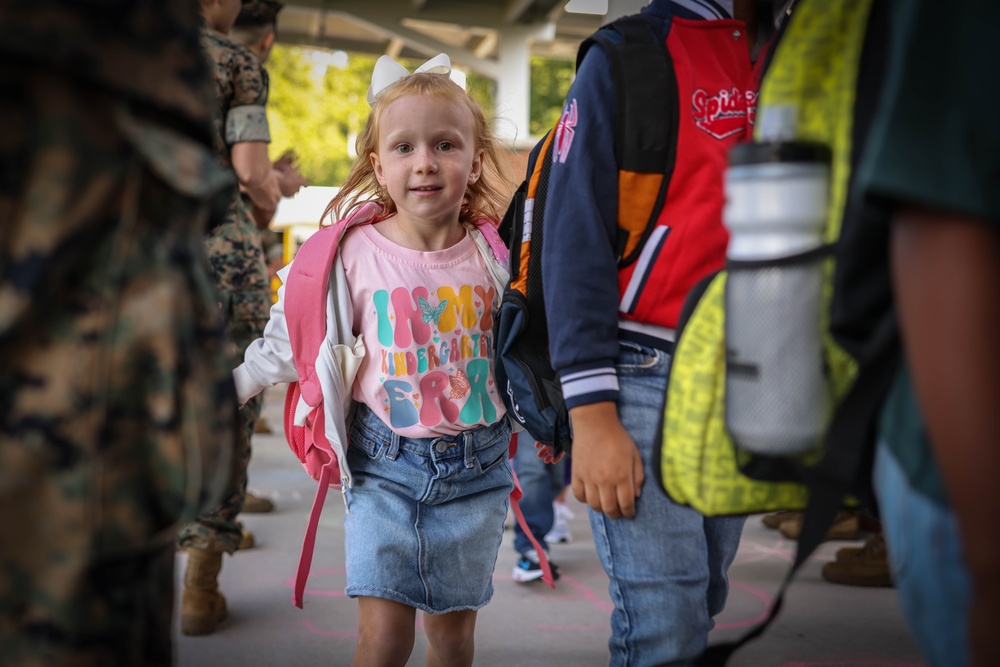 U.S. Marines welcome students back to school
