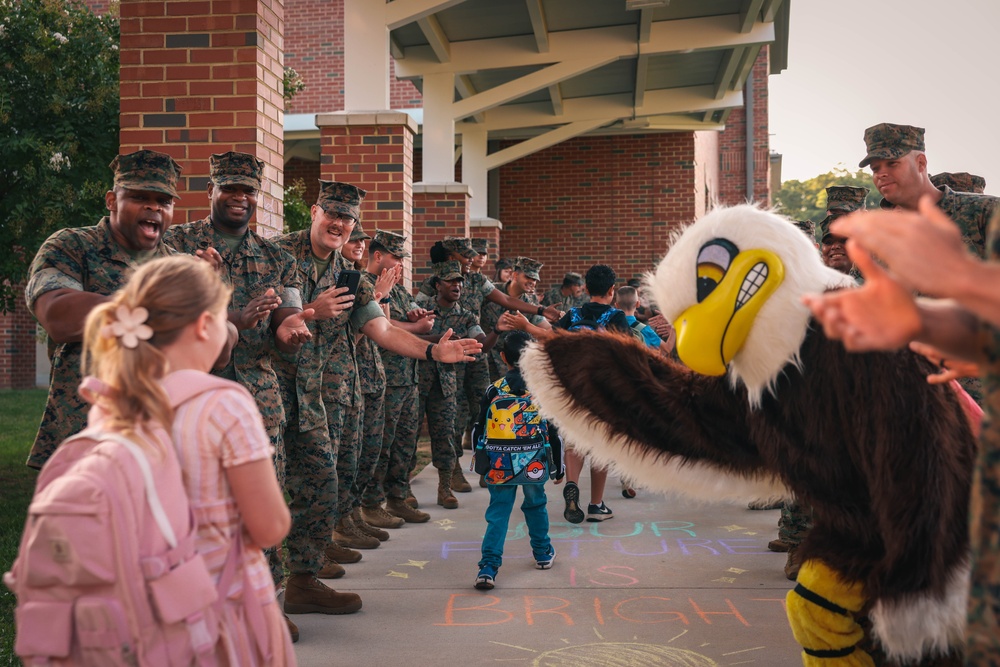 U.S. Marines welcome students back to school