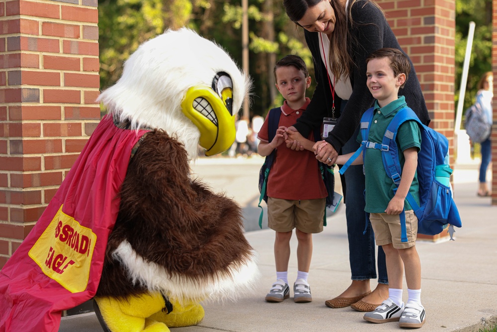 U.S. Marines welcome students back to school
