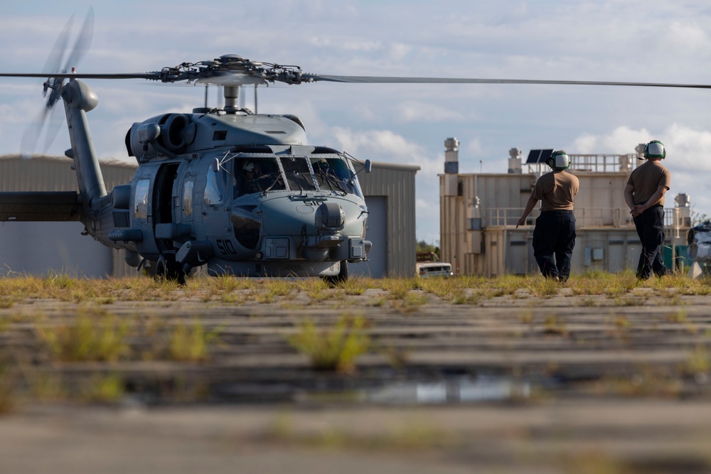 U.S. Marines with MWSS-271 operate a forward arming and refueling point during Fleet Battle Problem 2024