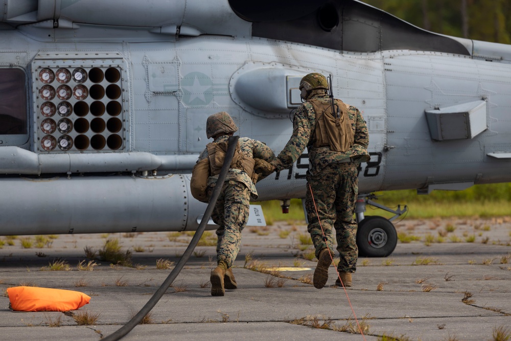 U.S. Marines with MWSS-271 operate a forward arming and refueling point during Fleet Battle Problem 2024