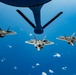 KC-135 Stratotanker refueling F-22 Raptors