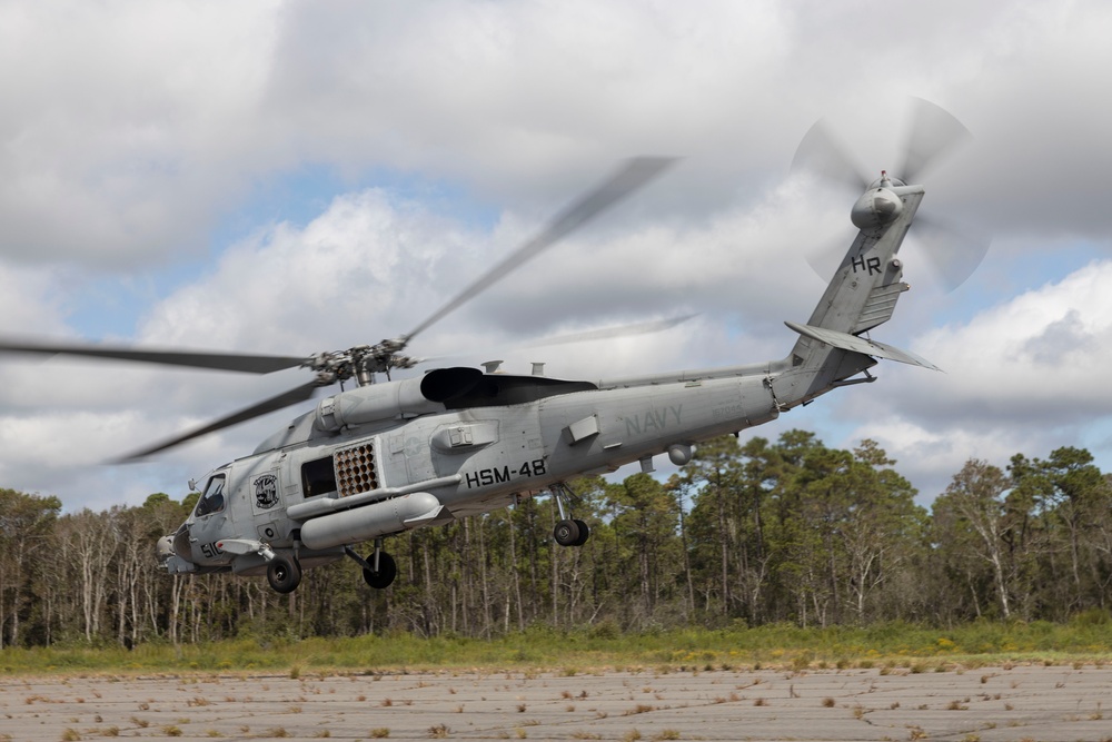 U.S. Marines with MWSS-271 operate a forward arming and refueling point during Fleet Battle Problem 2024