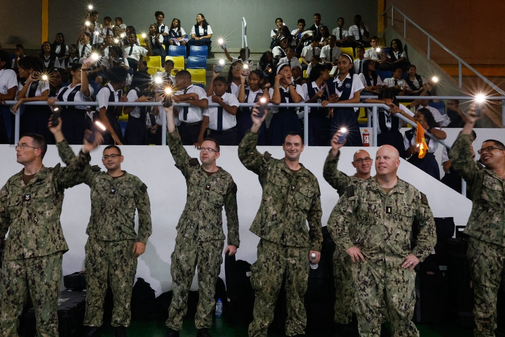 U.S. Fleet Forces Band “Uncharted Waters” perform at Colegio Abel Bravo