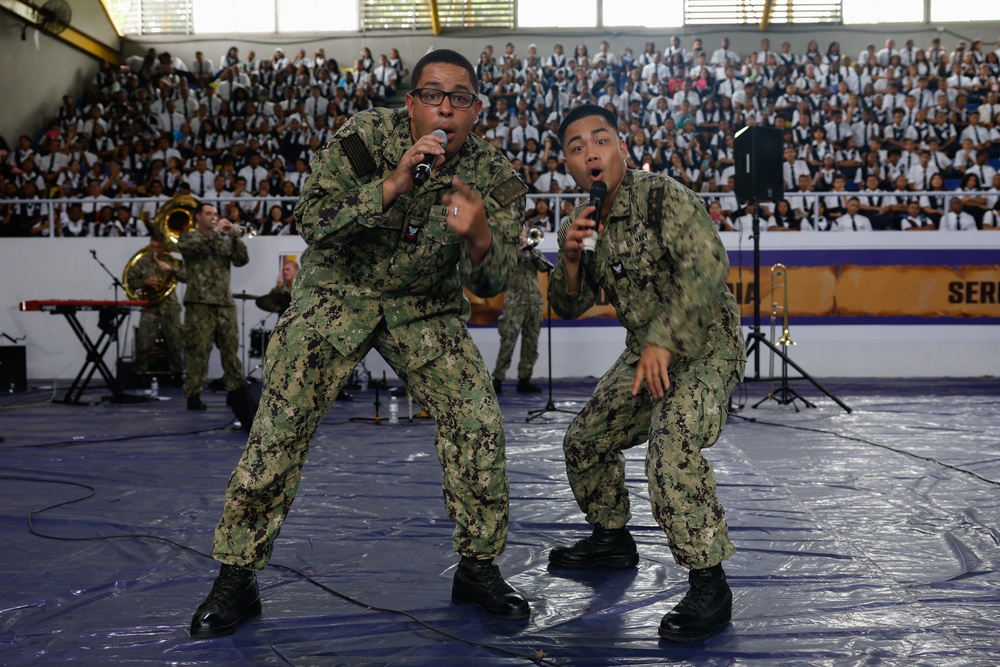 U.S. Fleet Forces Band “Uncharted Waters” perform at Colegio Abel Bravo