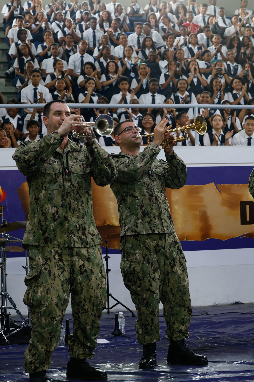 U.S. Fleet Forces Band “Uncharted Waters” perform at Colegio Abel Bravo