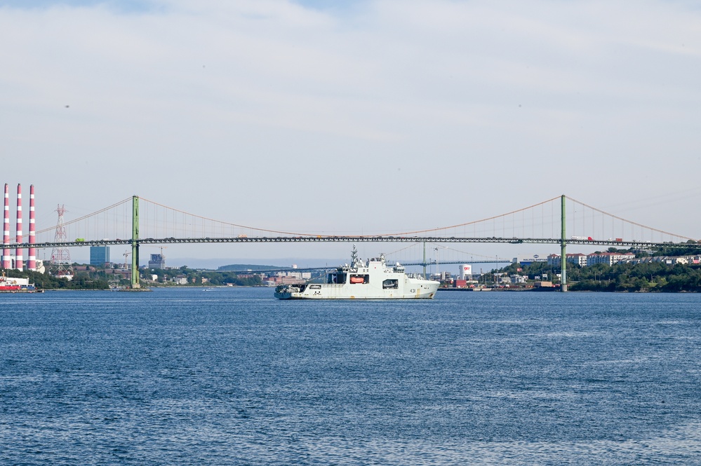 US Coast Guard, US Navy, Royal Canadian and Royal Danish navy vessels transit Halifax Harbour to open ocean during Operation Nanook 2024