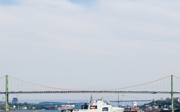 US Coast Guard, US Navy, Royal Canadian and Royal Danish navy vessels transit Halifax Harbour to open ocean during Operation Nanook 2024