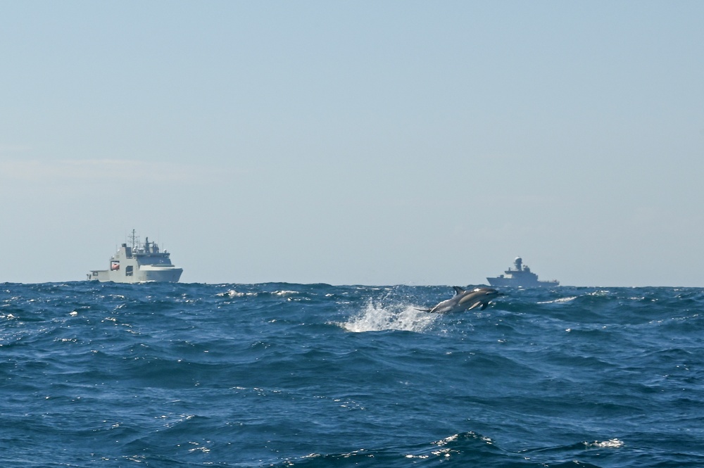 US Coast Guard, US Navy, Royal Canadian and Royal Danish navy vessels transit Halifax Harbour to open ocean during Operation Nanook 2024