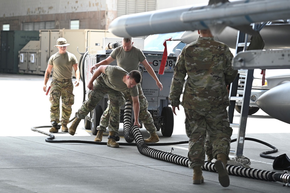 Preparing an F-16 Fighting Falcon for Maintenance
