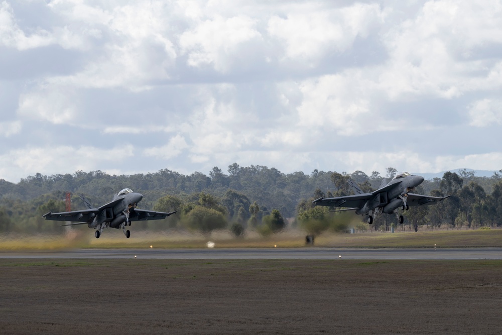 Royal Australian Air Force aircraft take off