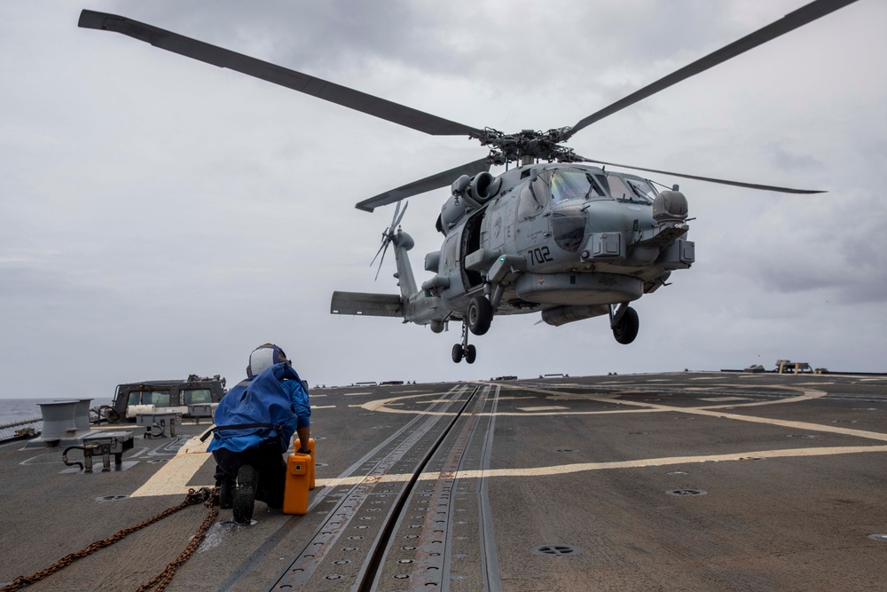 USS Spruance conducts flight operations