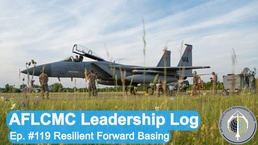 A thumbnail graphic for AFLCMC's "Leadership Log" podcast, episode 119.