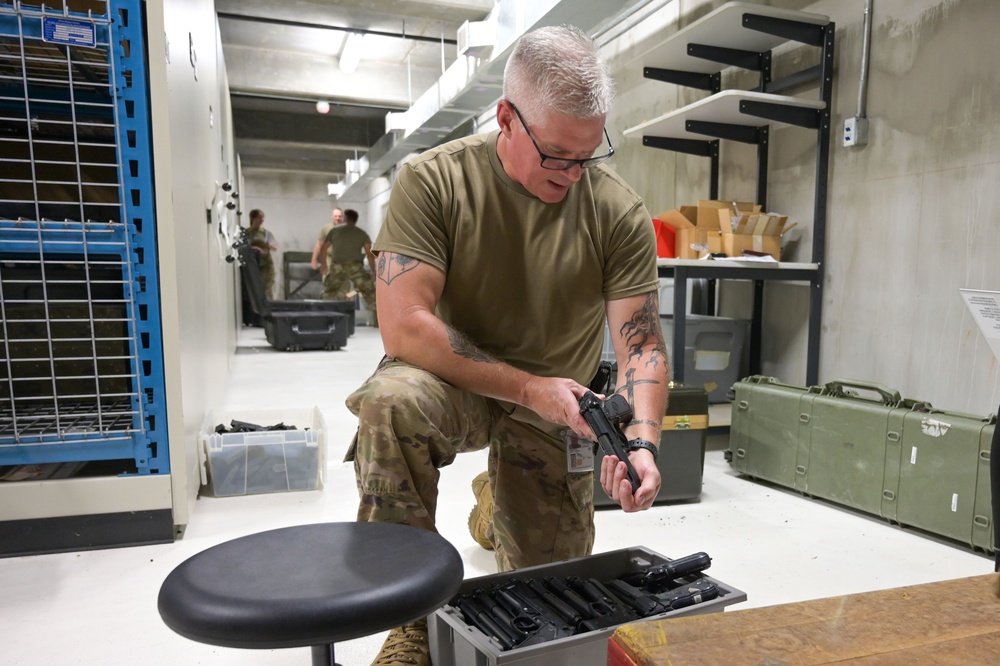 165th LRS Airmen conducts weapons inventory with 126th Air Refueling Wing