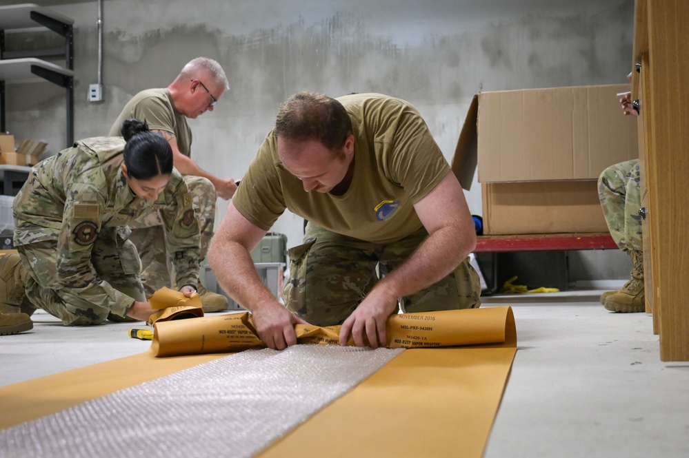 165th LRS Airmen conducts weapons inventory with 126th Air Refueling Wing