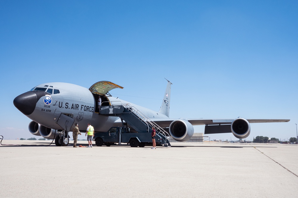 Niagara KC-135 Stratotanker occupies flight line space at Castle Airport