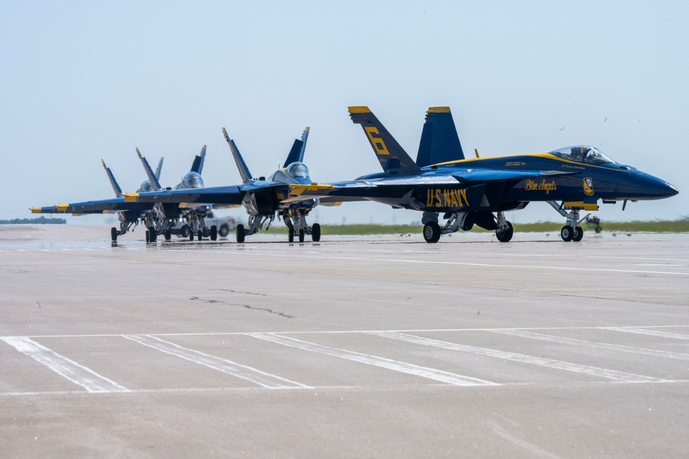 U.S. Navy Blue Angels arrive at McConnell