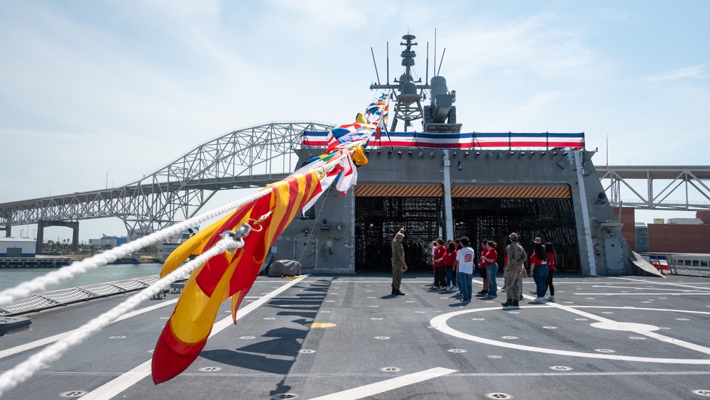 The Crew of the Future USS Kingsville (LCS 36) Hosts Media and NJROTC Students