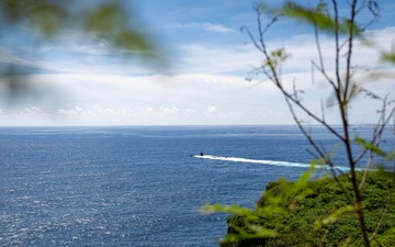 USS Asheville Departs Naval Base Guam