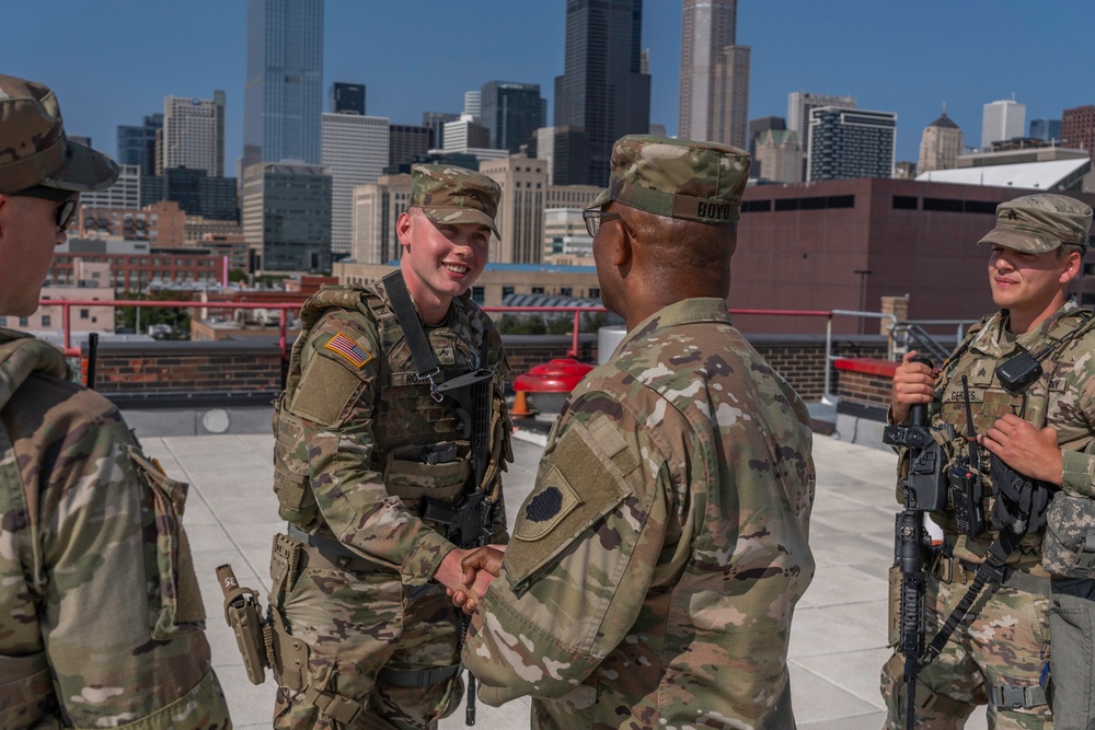 Riverside Native Illinois National Guardsmen Receives Major Generals Command Coin on State Active Duty