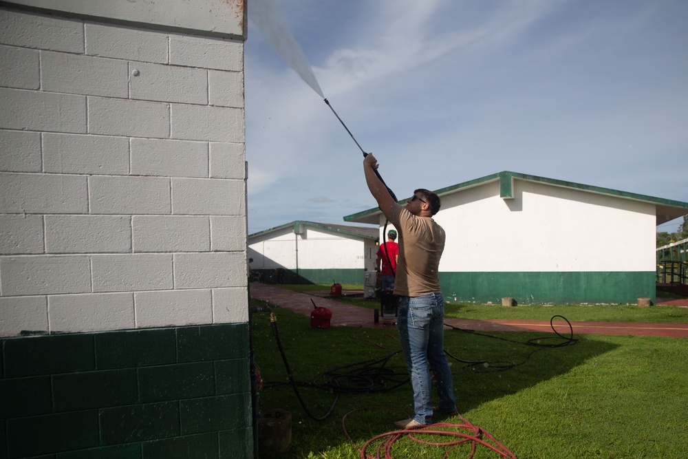 Camp Blaz Marines and Sailors help prepare Finegayan Elementary School for the school year