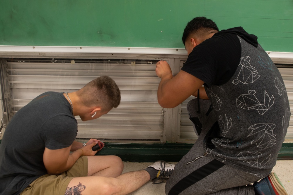 Camp Blaz Marines and Sailors help prepare Finegayan Elementary School for the school year