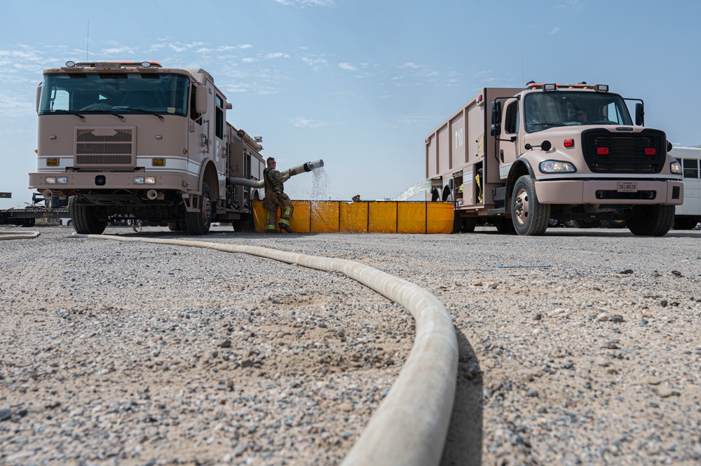 386th ECES firefighters and host nation participate in joint coalition exercise