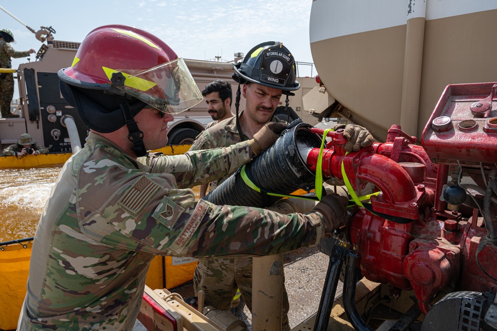 386th ECES firefighters and host nation participate in joint coalition exercise
