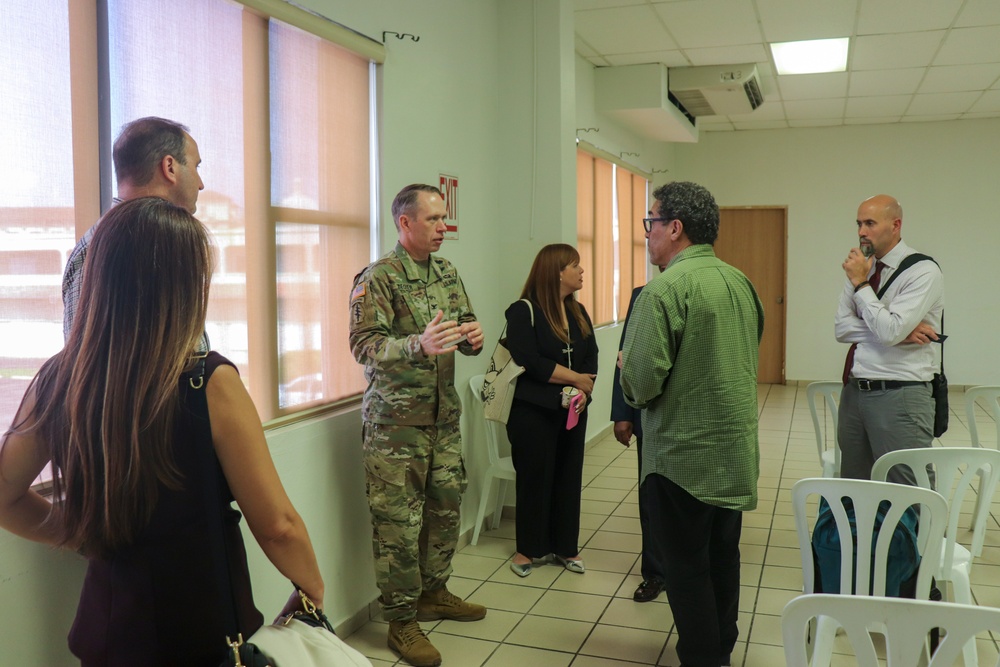 USACE Caribbean District Commander, Col. Charles Decker, talks with attendees of the first Caribbean District Industry Day