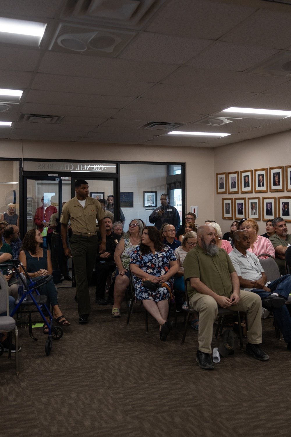 Corporal Kentavis Marbuary is awarded an outstanding citizenship award from the city of Twentynine Palms
