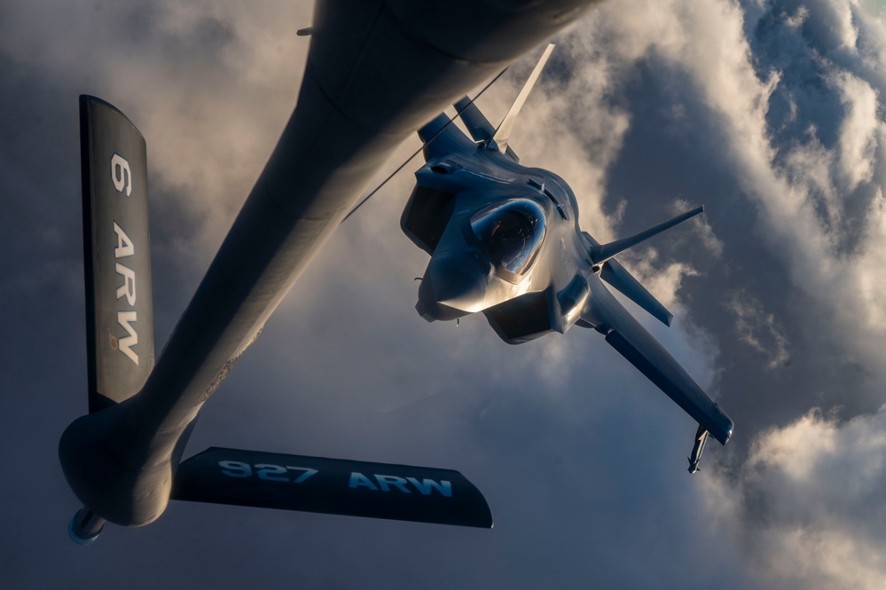 93rd Air Refueling Squadron refuels F-35's assigned to the 388th Fighter Wing