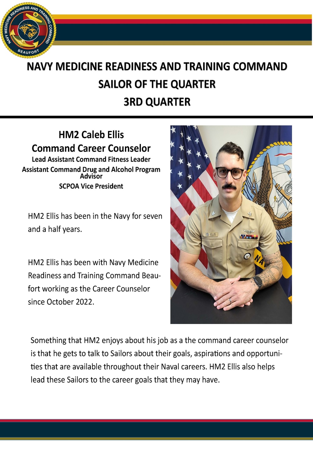 Highlighting the Sailor of the Quarter, NMRTC Beaufort