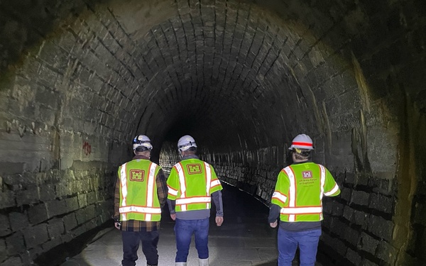USACE staff investigate the Pfaffensprung sediment bypass tunnel in Switzerland