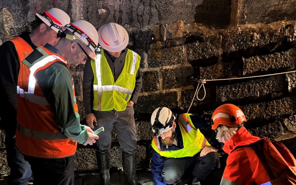 USACE group observes transition between granite and basalt pavers at Pfaffensprung sediment bypass tunnel
