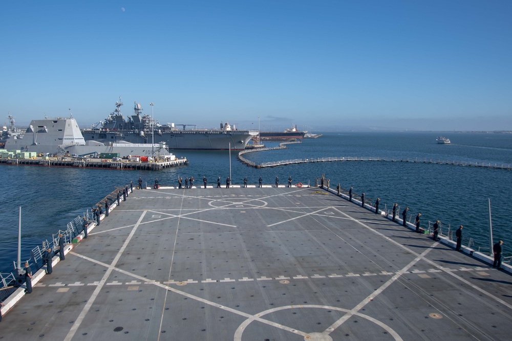 USS San Diego departs San Diego