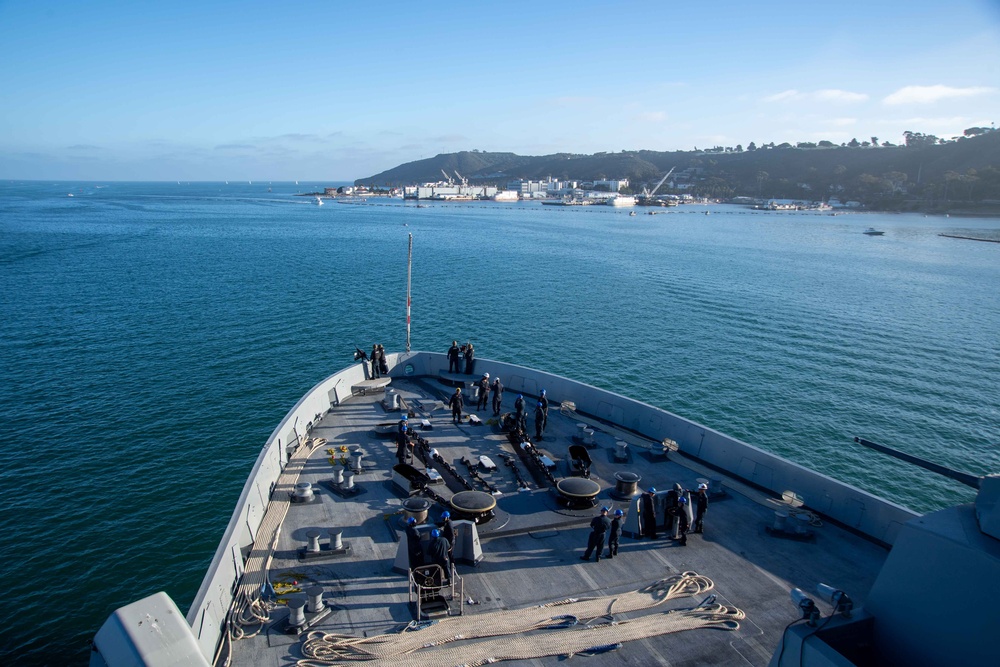 USS San Diego departs San Diego