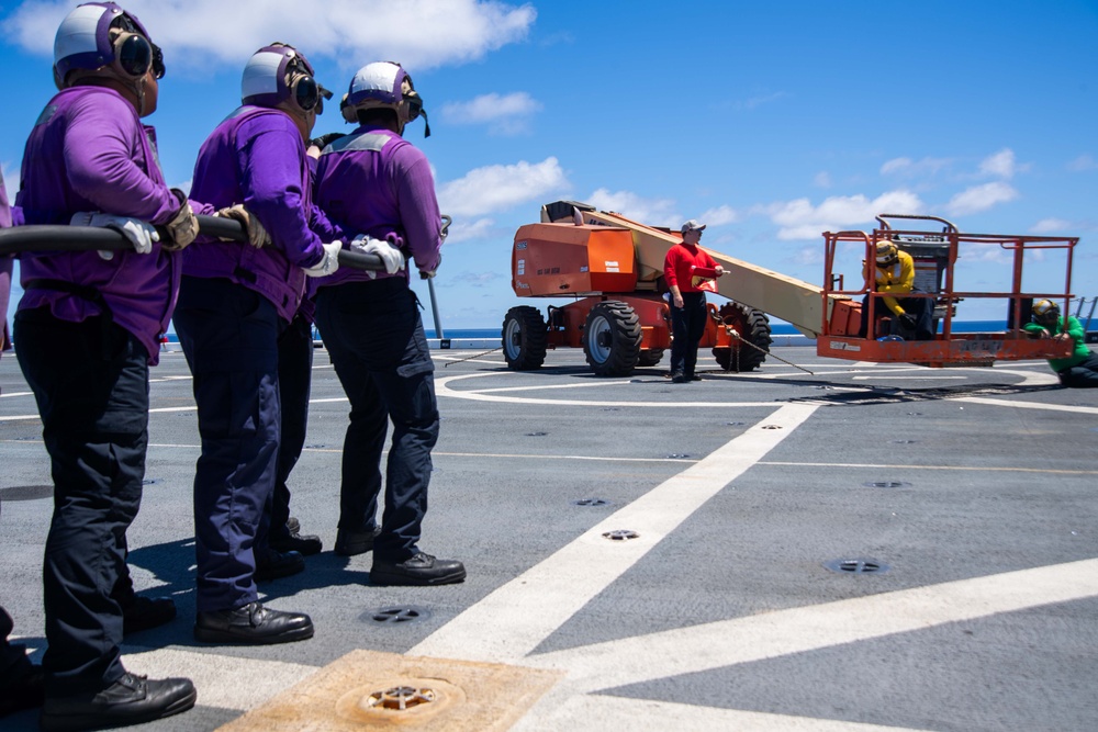 USS San Diego conducts fire drill at sea