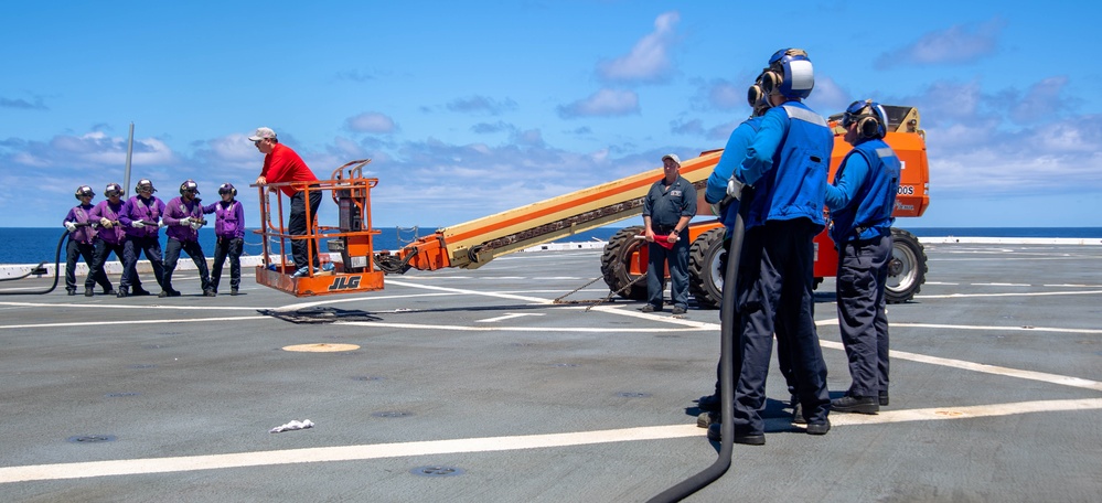 USS San Diego conducts fire drill at sea