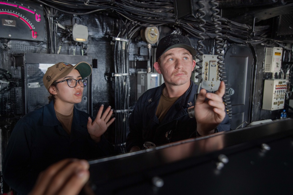 USS San Diego Sailors stand watch