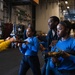 USS George Washington Sailors conduct training in the hangar bay
