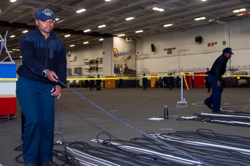 USS Ronald Reagan (CVN 76) Sailors inspect equipment