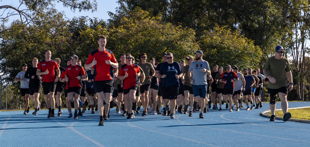 Joint combined service members participate in PT event during Render Safe 2024