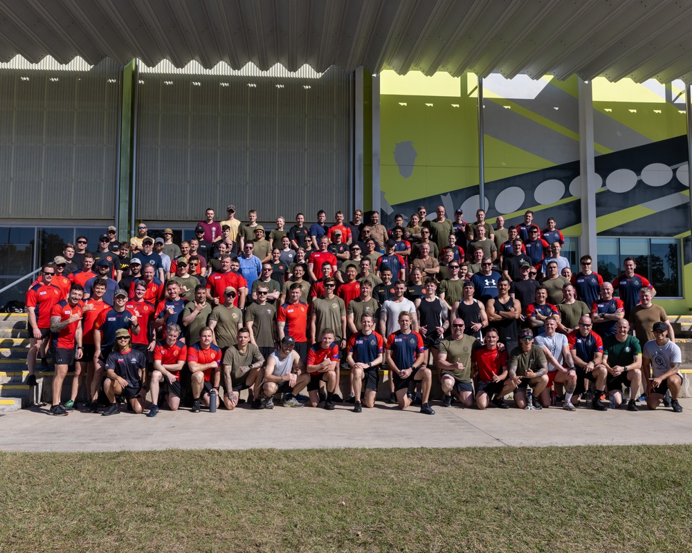 Joint combined service members participate in PT event during Render Safe 2024