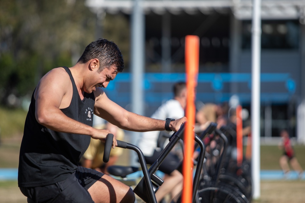Joint combined service members participate in PT event during Render Safe 2024